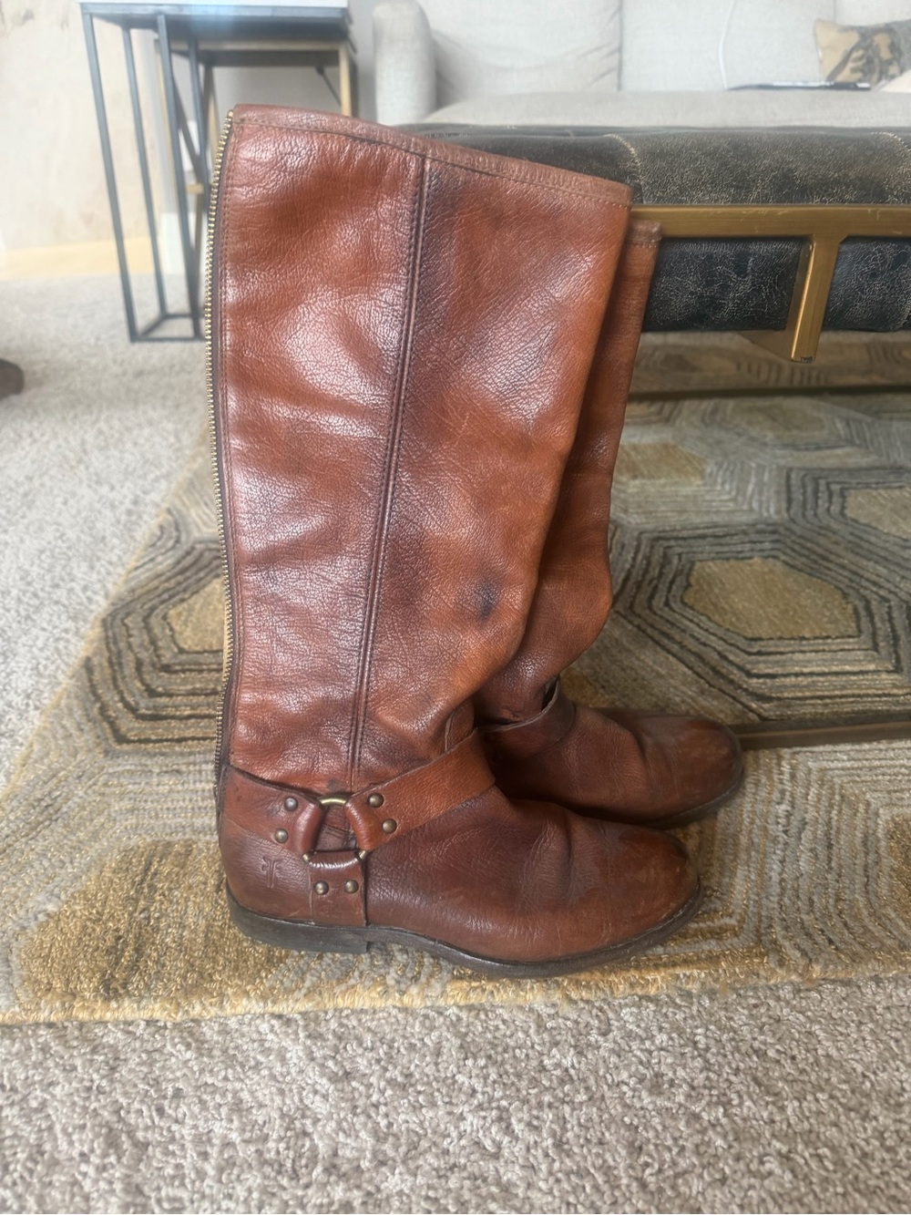Frye Brown Leather Harness Knee-High Boots
size 7.5